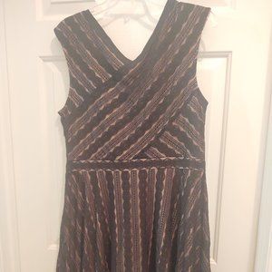 Sheer Black lace over skin tone dress Size 14